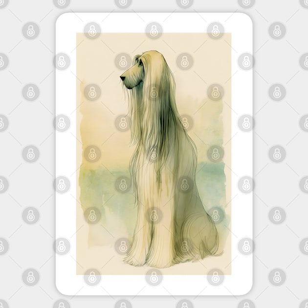 abstract watercolor afghan hound in neutral tones Magnet by designs4days